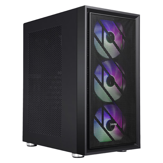 SAMA Suzaku air front panel/left panel iron mesh double-sided cooling chassis/6 fan positions/wide body hardware/supports ATX motherboard/water cooling/air cooling/can DIY vertically mounted graphics card Suzaku air black breathable iron mesh efficient heat dissipation