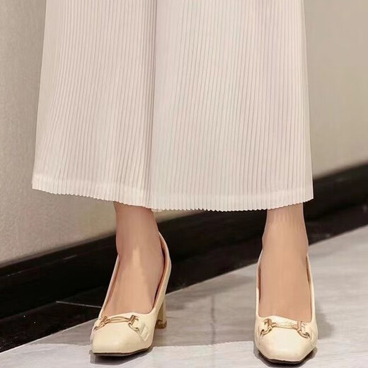 
Zimu cotton and thread spring and autumn women's temperament pleated casual pants loose and slim versatile trousers wide-leg pants 6227 white one size (recommended 90-140 Jin [Jin equals 0.5 kg])