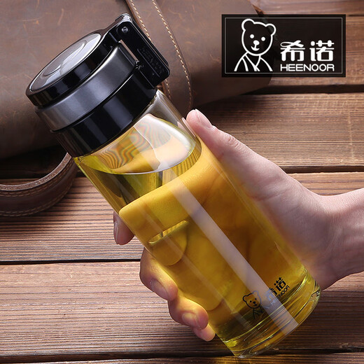 
Sino single-layer glass cup car-mounted men's large capacity portable tea cup with filter mesh thickened water cup XN-6075/6076 Glass cup: 6075-480ML+ cup set cup brush 360ML-695ML