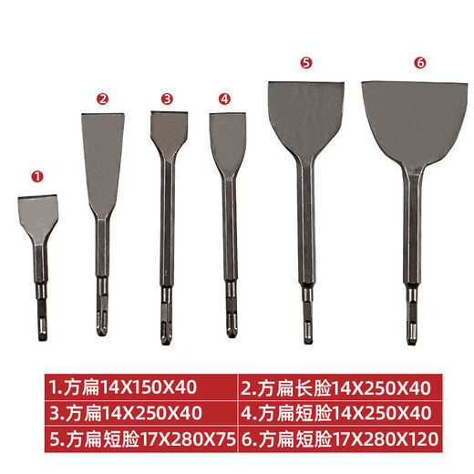 Meikejie widened square handle hexagonal flat chisel electric hammer chisel electric pick shovel wall slotting removal copper wire pickaxe flat shovel square handle length 400*width 40mm