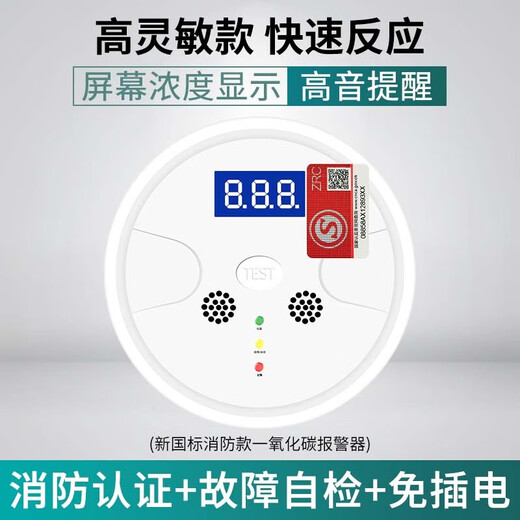 凌防一氧化碳警报器家用室内户外露营煤烟煤气探测电池款co报警器 681款一氧化碳报警器