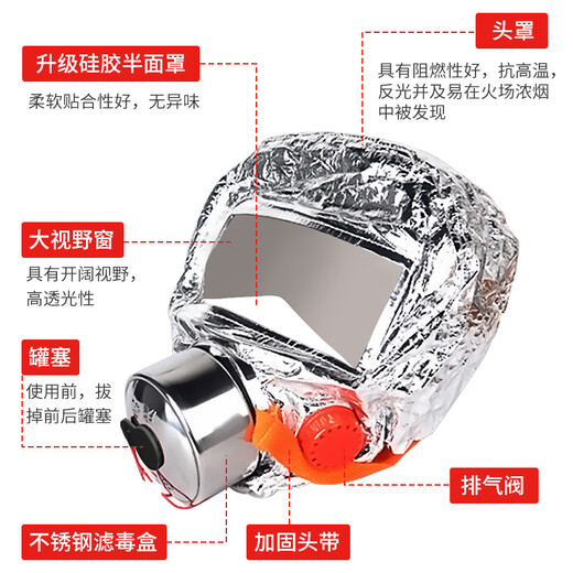 Jumu Children's Silicone Gas Mask Fire Fire Escape Smoke Mask 3C Filter Fire Self-Rescue Respirator Set for a Family of Three