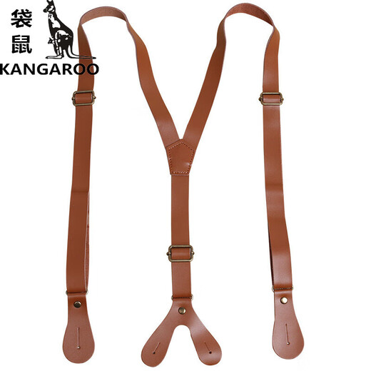 Kangaroo (Kangaroo) echtes Leder -Männer -Erwachsener -Gurt Herrenhosen Hosentender Anzug Hemd Gurt Clip Hosenträger Gürtel vielseitiger passender Schwarz