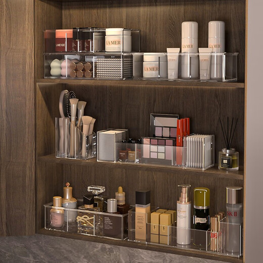 KAMAN Mirror Cabinet Storage Box Bathroom Transparent Acrylic Cosmetics Storage Organizing Box Washstand Bathroom Storage Rack Classification Storage Box Long Five-Gate 1