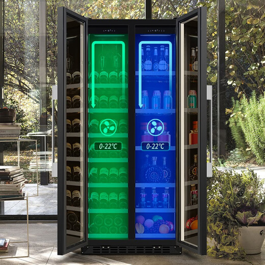 BAIKAILUN double-door double-temperature red wine cabinet mirror glass double-door thermostatic wine cabinet embedded home living room refrigerator moisturizing large-capacity office tea liquor beverage display cabinet 1.9 meters | dual-temperature mirror | ice bar tea style 840L thin style