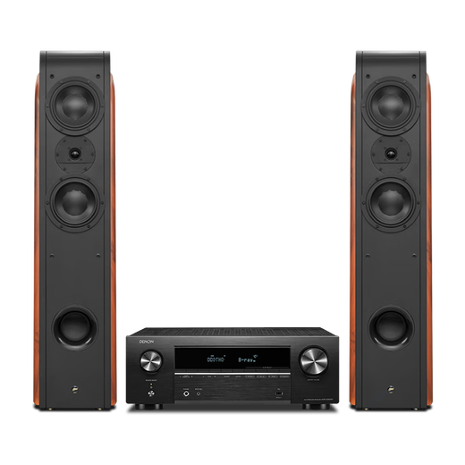 HiVi D3.2F + Denon X580 amplifier audio home theater package 2.0 channel living room high-fidelity floor-standing speaker wooden HiFi