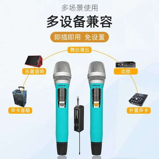 Qisheng Wireless Microphone Home High-Fidelity Performance Conference KTV Karaoke Professional Wireless Microphone Outdoor Wireless Microphone Home Microphone Singing Microphone Home Microphone U33 Performance-grade Play and Sing Microphone_Send high-end storage box