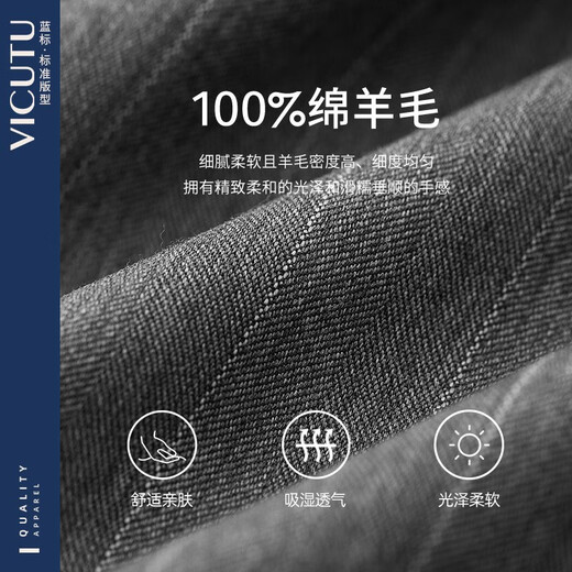 威可多（VICUTU）【蓝V西服】男西服外套羊毛西装上衣VBS88112398T  灰色条纹 170B