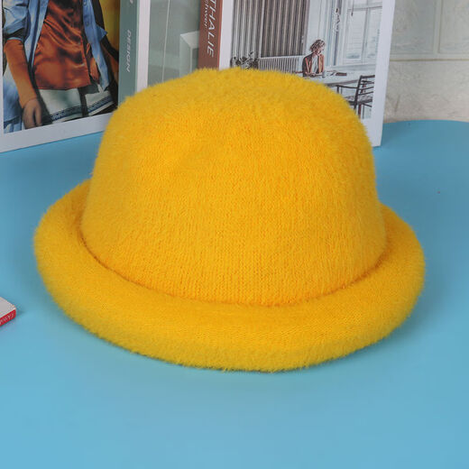Mu Mingerlai Dome Chapeau, chapeau rond roulé polyvalent, style coréen, pilules d'automne et d'hiver, petit chapeau haut de gamme, cheveux de lapin de couleur solide pour femmes Imitation mélangée Hair Confinement Clat, beige, circonférence de la tête appropriée (56-58 cm)