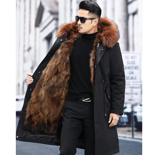 Yagroy Dog Pelzjacke Mantel Parkao Herren abnehmbarer Wintermantel Nachahmungsfuchs Fuchs Pelz Inneres Engagement Fell mittelgroße Infrarot-Braune Fell Innendarm (mittel lang) Haar XL/175 Empfohlen 115-135jin [Jin gleich 0,5 kg]