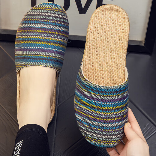 Sandalias de lino Ximulai Sandalias para mujeres Lino de algodón masculino Baotou Zapatos de casa de pareja japonesa Four Seasons Summer Baotou Red 37-38 Tamaños