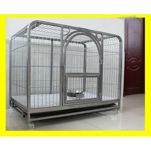 JPHZNB Large Dog Alaskan Extra Large Dog Cage Golden Retriever Samoyed Husky Small and Medium-sized Dog Teddy Bichon Dog Cage New Product Square Tube 125*80*90cm Standard (With Tray Color Random)