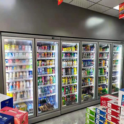 Bingsman (BSM) Meiyijia freezer supermarket split beverage cabinet commercial plug-in refrigerated display cabinet air-cooled convenience store four-door refrigerator vertical beverage display cabinet front and rear five-door split 3280*830*2100