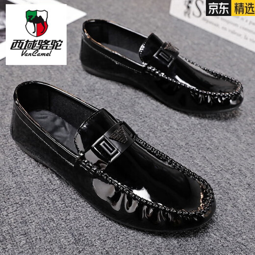 
Western Region Camel (VANCAMEL) Doudou Shoes Men's 2025 Summer New Small Leather Shoes Men's Casual Shoes British Lazy Trend Shoes Versatile GZ-882 Black 39