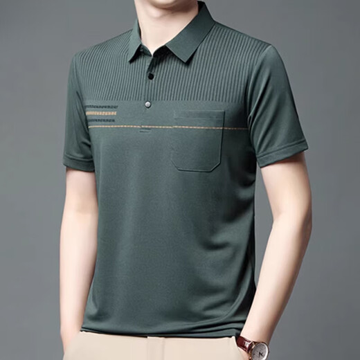 Camiseta de algodón de algodón de verano de alta gama Hengyuanxiang para masculina de camisa de media manga cuello de papá transpirable