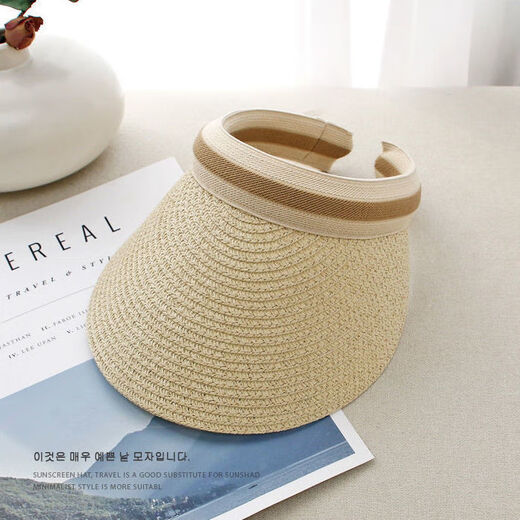 Hedon Strohhut Frauen Sommer Strand leerer Top-Hut Frauen Sonnenschutz Sonnencreme Hut koreanischer Stil Baseball Mütze Haare Zylinder KT-3524 [immer noch leeres Oberteil weben] -Kaqi