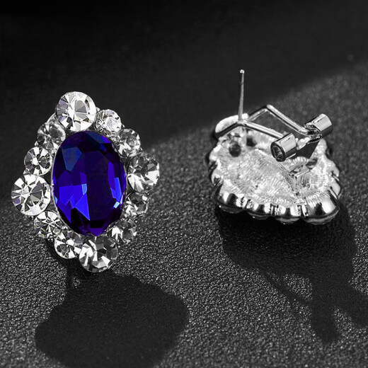 Sapphire earrings French women's high-end temperament silver light luxury earrings 2025 sapphire crystal