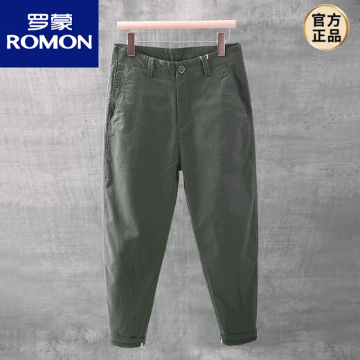 罗蒙（ROMON）夏季新款潮牌净版棉质男士休闲裤子复古日系直筒锥形裤长裤百搭 卡其色休闲裤(四季款式) 32 130-140斤