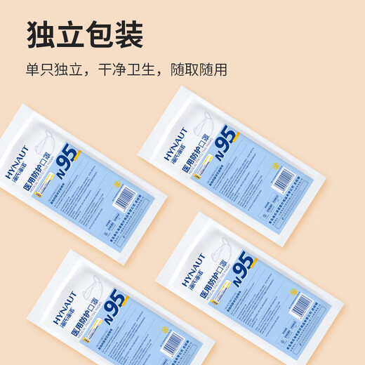 Haishi Hainuo N95 grade medical protective mask, sterilization grade, willow leaf-shaped individual packaging, 30 pieces/box, adult individual packaging