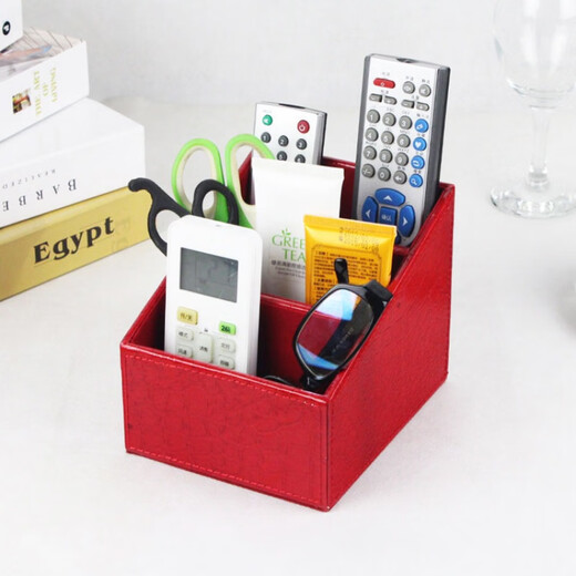Bedroom living room office conference room desktop storage box coffee table bedside table remote control board mobile phone storage box white crocodile square three grid