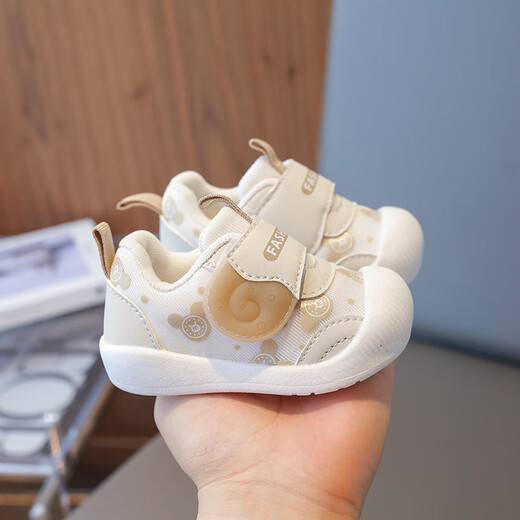Dahui baby toddler shoes soft sole infant 1 year old toddler shoes spring and autumn regular style boys and girls universal toddler shoes beige - size 17 (inner length 12.5cm)