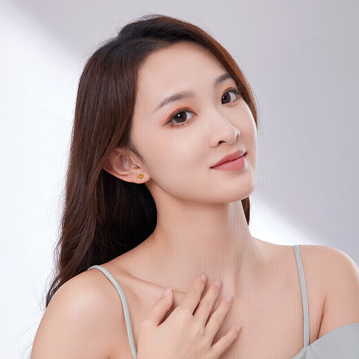 Liuguifu Jewelry Yellow 18K Gold Earrings for Women Silk Plum Blossom Simple K Gold Earrings Earrings EK0200047