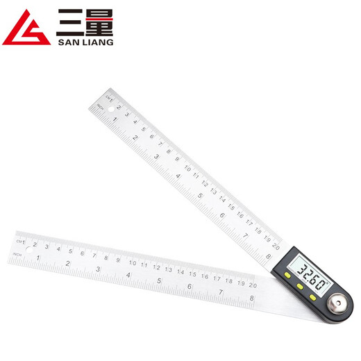 Three-quantity 90-degree measuring instrument multi-function digital display angle ruler universal energy angle ruler protractor woodworking high precision JDC02 0-200mm (stainless steel ruler body)