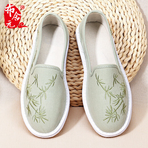 Busheyuan Women's embroidered Hanfu shoes ethnic style thousand-layer sole old Beijing cloth shoes women 230-1038 Green 37