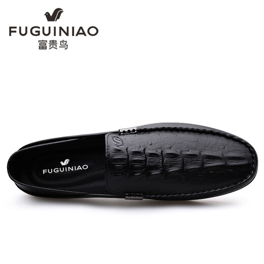 Fugui Bird Summer Boneie Real Cuir Lazy Lazy Casual En cuir chaussures Soft Soft Hrepidable One-cicked Driving Daddy Shoes Yulin FG9898 Black 37