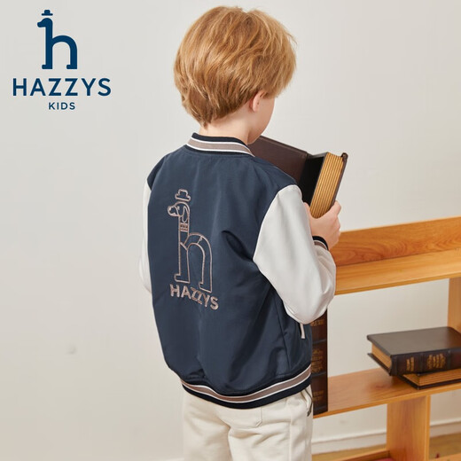 HAZZYS brand children's clothing boys' jacket autumn new three-proof comfortable contrast color fashion baseball collar jacket Galaxy cobalt blue 120