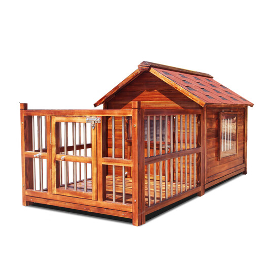 Dog House Outdoor Waterproof Solid Wood Dog House Medium and Large Dog Golden Retriever Dog House Rainproof Summer Outdoor Four Seasons Pet Villa 5XL Single Room Double Windows with Screen Package Installation
