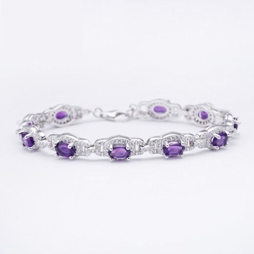 GEM STONE KING amethyst bracelet 8.55 carat amethyst 925 silver inlaid with colored gemstones as a Goddess Day gift for your girlfriend