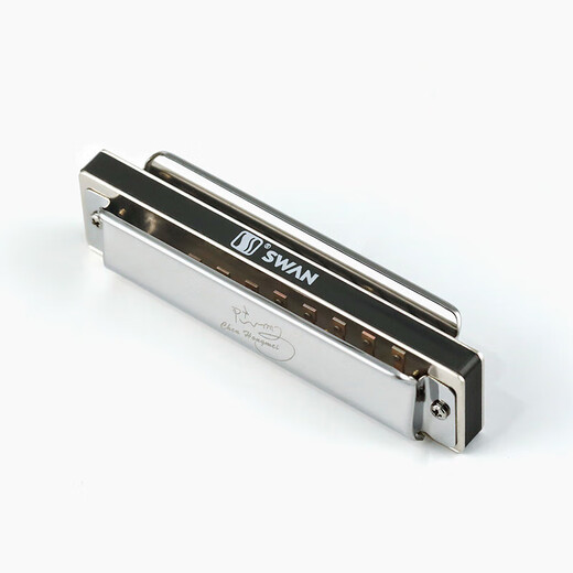 Swan (SWAN) blues harmonica 10-hole C key children's beginners entry professional blues genuine paddy tuning silver