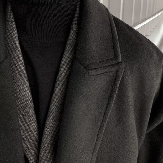 潮西登风衣男中长款春秋装新款双排扣长款过膝外套潮流宽松大码大衣男 黑色 L