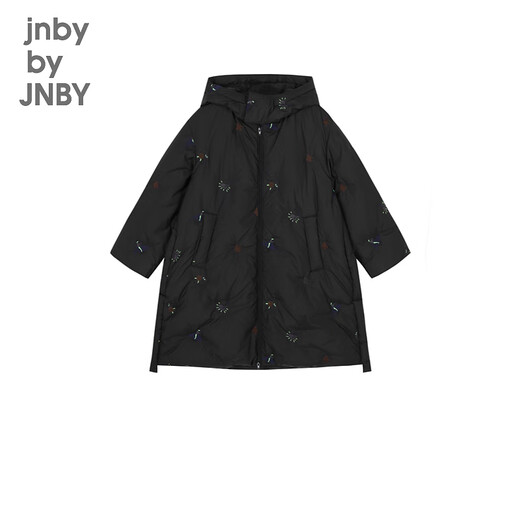 jnby by JNBY江南布衣童装冬装男女童长款羽绒服连帽刺绣图案儿童1N0C13601 001本黑 160 cm