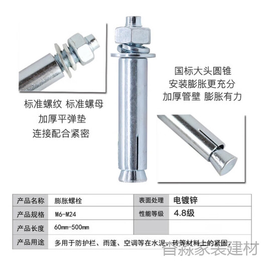 National standard expansion screw bolt galvanized wire expansion metal iron expansion bolt 8mmM10M12M14M16M18M20 national standard M6*60125 only