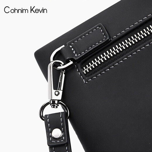 Bolso a mano para hombres de Cohnim Kevin sosteniendo la mano de la mano de los hombres con la cremallera que sostiene una billetera larga dando a su esposo el regalo de cumpleaños del padre [negocio de la moda] c226 negro