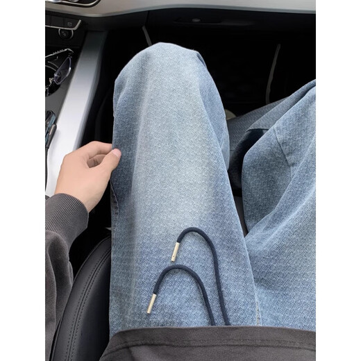 POUM Herrenbekleidung gemeinsame Sternenhimmel-Muster Jeans Herren neues amerikanisches trendiges Design hübsche High Street gerade lose Hose mit weitem Bein CLH-T1748 schwarz XL