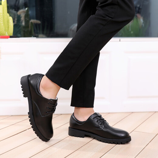 Xin Yueqing children's leather shoes for adults, middle and large children, students, boys and youth schools, casual strappy performance, black large size single leather shoes 2201-A (extra large size) Velcro, 40 yards/250, inner length 26cm