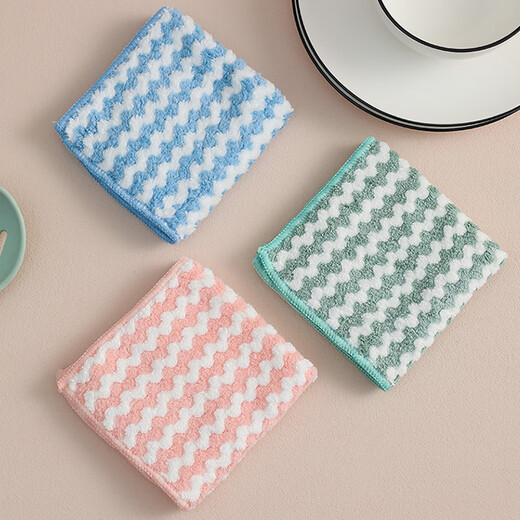 Miaoran coral velvet rags 25*25cm*10 absorbent kitchen dishcloths, scouring pads, hand towels, housekeeping cleaning rags