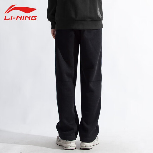 李宁（LI-NING）运动裤男春夏季休闲宽松舒适大码直筒裤子潮流透气百搭长裤卫裤 黑色-直筒【棉质常规 舒适亲肤】 L /175 (130-145斤)