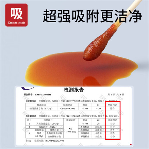 Qianhui 100 bags of cotton swabs, disposable double-ended sanitary cleaning cotton swabs, household makeup removal ear cotton swabs, 1 pack (100 pieces)