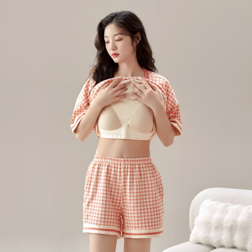 Pajamas de terciopelo ártico (Bejirog) con almohadilla para el cofre para algodón de algodón de algodón de manga corto de mujeres para mujeres Juego de ropa para el hogar delgada de gran tamaño 2024 NUEVO ESTILO [con almohadilla de almohadilla de almohadilla corta] Tamaño GXT1047 XL (recomendado 110-125 Jin [Jin iguala 0.5 kg])))