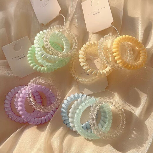 Qindu phone ring high-end sense hair rope mixed combination rubber band electric coil small fresh traceless hair tie hair rope for women mermaid blue 4 pieces