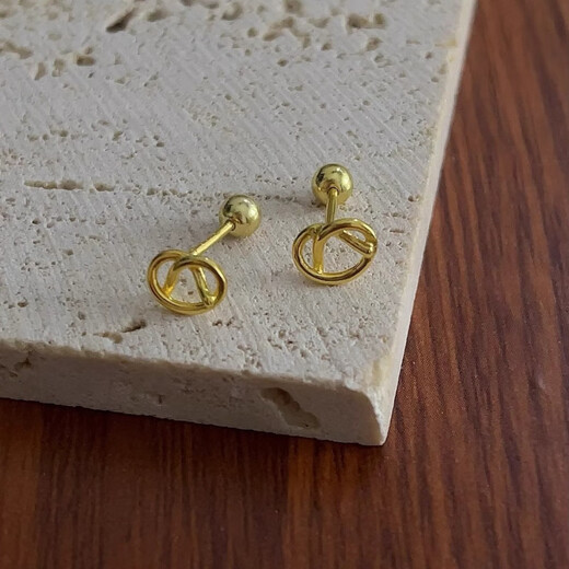 BZK simple knotted love screw earrings, gold anti-falling super fairy, no need to pick gas when sleeping 0.01g intertwined earrings