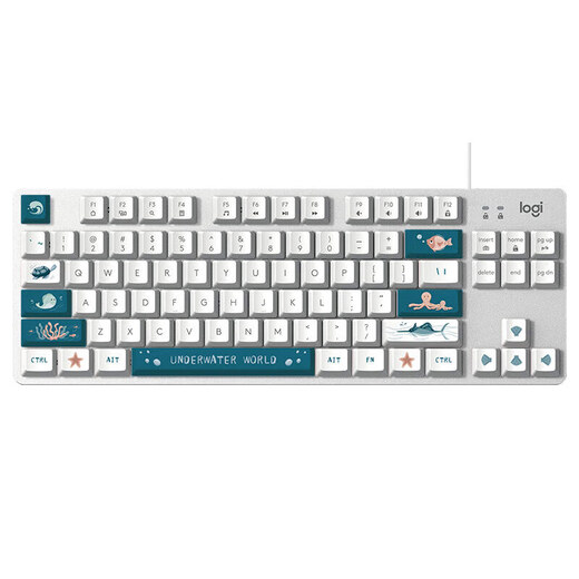 罗技（Logitech）K835有线机械键盘游戏电竞键盘84键电脑办公键盘个性pbt键帽送男友 K835海洋键帽版 单光 青轴