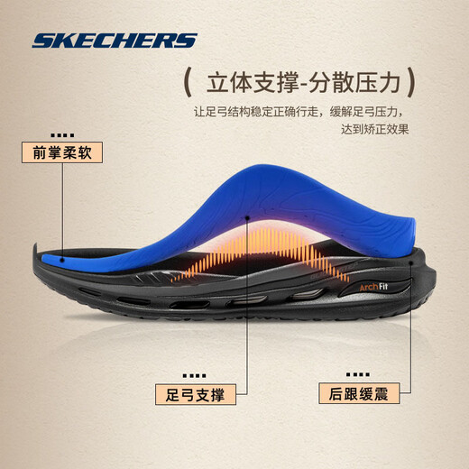 斯凯奇（Skechers）男士运动皮鞋软底足弓支撑运动鞋系带绅士商务鞋 BLK黑色 40