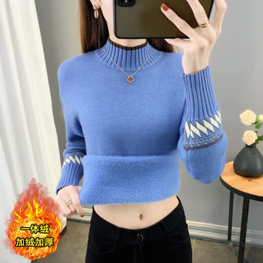 Muika Knitted Sweater Women's 2020 Autumn New Korean Style Fashion Cardigan Women's Half Turtle Collar Women's Sweater Retro Style Inner Bottoming Shirt Women's Versatile Loose Embroidered Knitted Top Khaki Color Please take the correct size