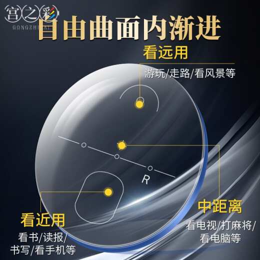 宫之彩远近两用老花镜智能车房内渐进男款看远看近中老年高清防蓝光眼镜 100度/推荐45-49岁
