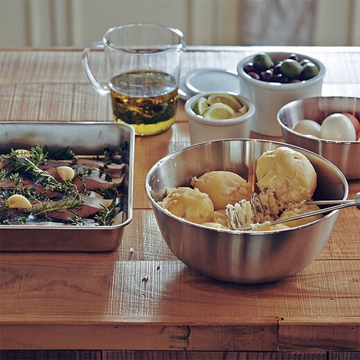 MUJI stainless steel square basin plus dining plate and kitchen utensil tray, length 26.5, width 20.5, height 4.5cm